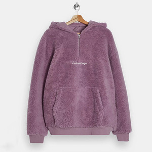 Lettre personnalisée Sherpa broderie 1/4 Zip floue à capuche hiver poids lourd Teddy hommes à capuche - Product Image 4