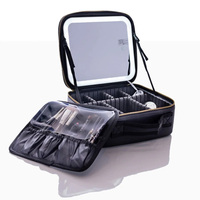 Trousse de maquillage LED intelligente avec miroir réglable Boîte de rangement cosmétique pour voyage Salle de bain Dortoir Filles Solution de rangement de bureau