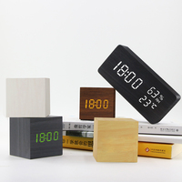 Jam Alarm Desktop LED kayu Digital, Jam Alarm Desktop bertenaga USB desain antik Modern, jam Quartz bambu mewah, jam meja hemat ruang