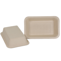 Fibre moulée PLA & PP PE PET EVOH Lamination Plateau de supermarché biodégradable Boîtes à lunch jetables pour viande et légumes de bagasse
