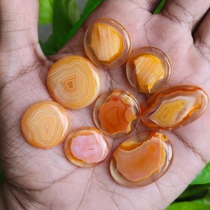 Lote de Cabujones de Ágata con Banda Naranja 152CT 8PCS Gemas para Fabricación de Joyas Mayorista Exportador India - Product Image 6