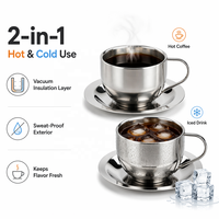 Tasse à café en acier inoxydable à double paroi incassable de qualité alimentaire avec poignée pour boissons chaudes et froides, fournitures de bureau et domestiques