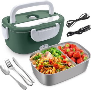 110V/12V Digital Stainless Steel Liner Food Grade Car Portable Pluggable Desktop Kids Heating Insulated Electric Lunch <b>Box</b> Carry - Product Image 2