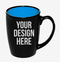 Mug à café en céramique bicolore au design classique, 12 oz, impression de logo personnalisé, cadeau promotionnel d'entreprise, vente en gros