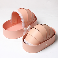 Panier cadeau en papier personnalisé de couleur ovale pour berceau de bébé, avec décoration de fleurs et de nœuds, pour bouquet et emballage de cadeaux