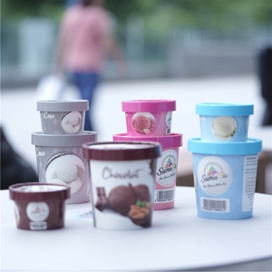 Gobelets jetables écologiques personnalisés pour crème glacée avec couvercles, gobelets à yaourt avec cuillère - Product Image 6
