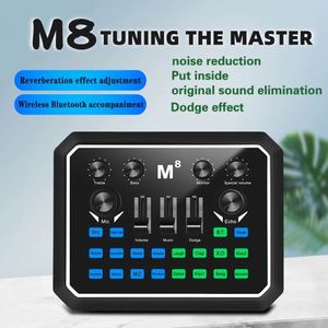 Table de mixage audio USB multifonction M8 pour YouTube, diffusion en direct sur smartphone, PC, tablette, chant avec interface d'écho, carte son - Product Image 2