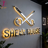 Enseignes LED personnalisées pour réception d'entreprise, signalétique 3D en acier inoxydable, enseigne de devanture de magasin rétroéclairée, affichage de logo métallique en lettres LED en relief