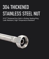 Tuyau flexible tressé en acier inoxydable 12 mm 1/2 femelle x M10x1 filetage moyen, connecteur d'alimentation en eau pour cuisine et salle de bain