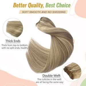 Extensiones de Cabello Humano Real Cosidas a Mano, 80g, <span class=keywords><strong>Rubio</strong></span> Ceniza Platino, Liso Suave, <span class=keywords><strong>con</strong></span> <span class=keywords><strong>Mechas</strong></span> Rubias Mixtas, 12 Pulgadas - Product Image 3