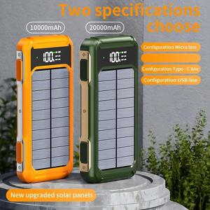 แบตสำรองพลังงานแสงอาทิตย์ 10000mAh 20000mAh เครื่องชาร์จพกพาในตัวพร้อมสาย 4 เส้น ไฟฉาย LED สำหรับตั้งแคมป์ เดินป่า ใช้ในกรณีฉุกเฉิน - Product Image 1