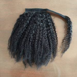 Extensions de cheveux humains vierges Remy afro bouclés crépus, queue de cheval à clipser et à nouer - Product Image 1