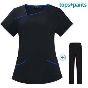 Blouses d'isolement pour esthéticiennes de salon de beauté et soins dentaires/oraux, combinaisons de protection à manches courtes et pantalons longs, extensibles et à séchage rapide - Product Image 3