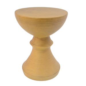 Ribbed Natural Concrete Outdoor Side <b>Table</b> 16 In Hourglass Design Weather Resistant <b>Patio</b> Garden Balcony Accent - Product Image 2