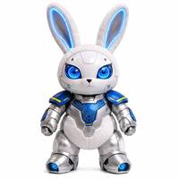 Maßgefertigtes Cyber-Mecha-Häschen Vinyl-Gesicht Plüsch 25cm Metallisches Stoff-Roboter-Kuscheltier Designer-Puppe OEM
