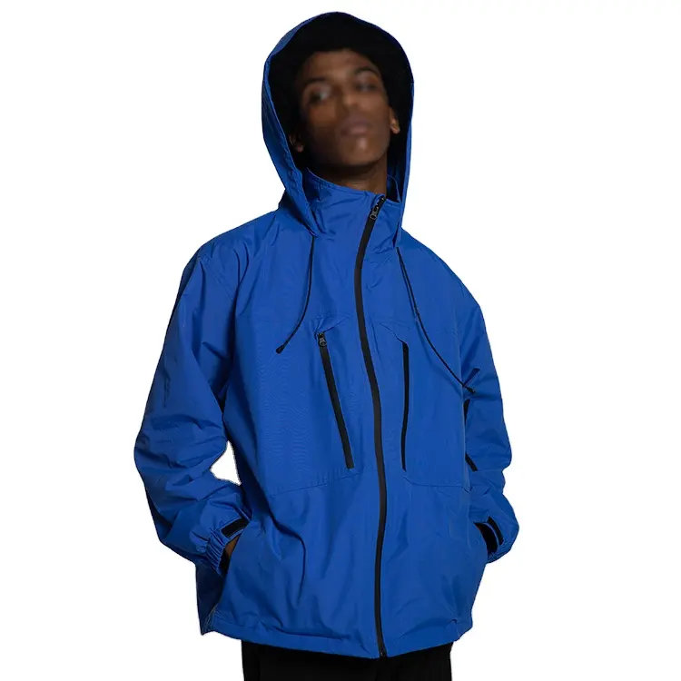 Coupe-vent léger imperméable à l'eau avec logo personnalisé pour hommes, veste à capuche, vestes coupe-vent à fermeture éclair pour hommes