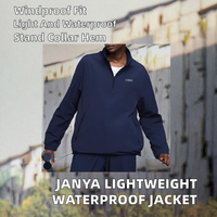 Sağlam Nefes Alabilen Hafif Su Geçirmez Rüzgar Geçirmez Uzun Fitness Ceketi Yarım Fermuarlı Dik Yaka Etek Ucu Büzgülü Açık Hava