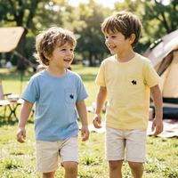 T-shirt à poche 100 % coton pour enfants, personnalisable avec logo, faible MOQ, qualité boutique, haut d'été pour tout-petits garçons et filles, vêtements pour enfants en gros