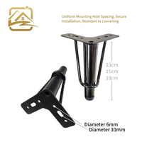 Pieds de canapé en métal noir de luxe, 13cm/15cm/18cm, en tube métallique, durables pour canapé-lit et armoire, vente en gros d'usine