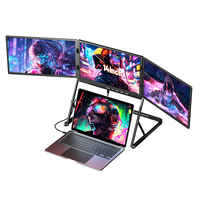 Écran portable d'extension d'affichage pour ordinateur portable en aluminium personnalisé OEM, 14 pouces, 1200p, IPS, type C, pliable, triple écran pour ordinateur portable