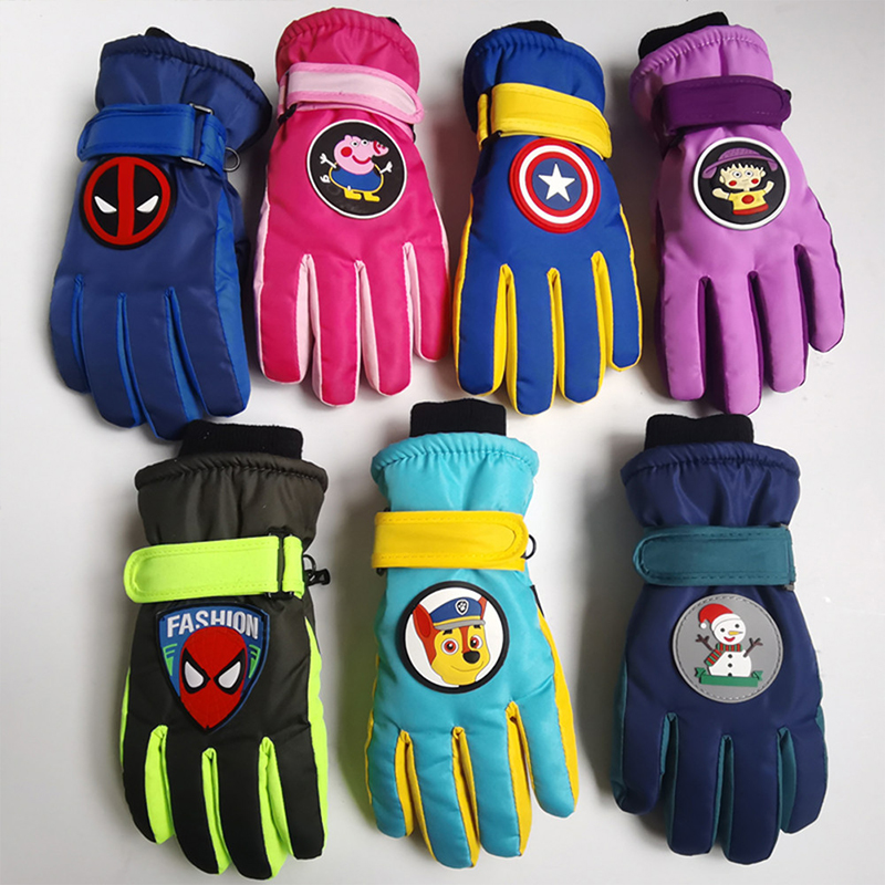 От 5 до 8 лет дети лыжный костюм для райдеров Mountaineering теплая защита ладоней спортивные защитные-зима, с мультипликационным принтом «Человек бини шапки-бини шапки для мальчиков и девочек