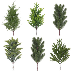 Nouvelles aiguilles de pin artificielles <span class=keywords><strong>en</strong></span> soie, tiges individuelles, pour décorations de Noël et de mariage, moins de 10 cm - Product Image 2