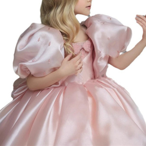 Vendita calda nuovo stile ragazze arco bambini soffice manica a sbuffo abito da principessa ballo di compleanno natale abiti da bambina - Product Image 4
