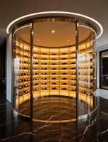 Armoire à vin cylindrique haut de gamme en acier inoxydable avec éclairage LED commercial et température contrôlée pour salon et bar à domicile