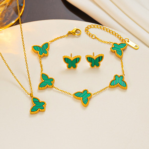 Ensemble de bijoux en alliage de papillon rose de qualité supérieure, collier, bracelet, boucles d'oreilles, accessoires de mode pour femmes - Product Image 6