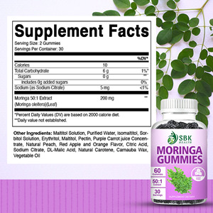 New Arrival Moringa Gummies Moringa 50:1 Extract Immune Antioxidant Support Beauty <b>Supplement</b> - Product Image 2