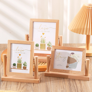 <span class=keywords><strong>Cadre</strong></span> en bois creux rotatif sur pied pour l'affichage d'œuvres d'art et de certificats, décoration pour la maison et le bureau - Product Image 3