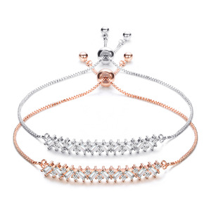 Bracelet en cristal pour femme, or rose blanc, zircon incrusté, serti en canal, usage quotidien, design géométrique AQ1060 - Product Image 1