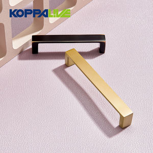 Koppalive مقابض أبواب خزانة مطبخ مستطيلية متعاقدة مع أثاث أسود ذهبي مقابض سحب من النحاس المصقول - Product Image 3