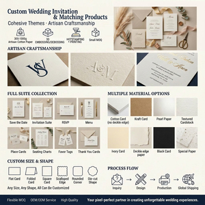 Carte d'invitation de <span class=keywords><strong>mariage</strong></span> de luxe <span class=keywords><strong>en</strong></span> papier de coton texturé blanc avec monogramme <span class=keywords><strong>en</strong></span> relief, manchon <span class=keywords><strong>en</strong></span> mousseline avec nœud, double bordure, impression personnalisée - Product Image 5