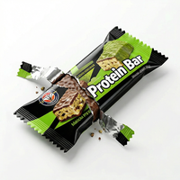 Sacs d'emballage personnalisés en PET+VMPET+PE Mylar imprimés par gravure, étanches à l'humidité, pour barres énergétiques au chocolat de qualité alimentaire, scellés à l'arrière