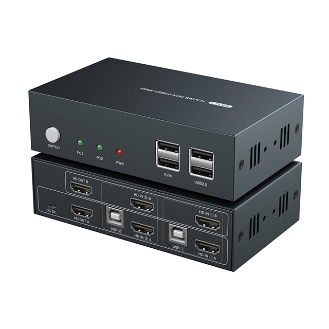 OEM ODM Dual Monitor Kvm Switch Hot Key Usb Hdmi Kvm Switch 4K 30Hz DP 2 Ports