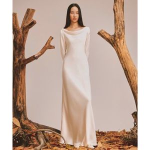 Best Price Satin Ivory <b>Dress</b> for Women Ladies Elegant Fall Collection with ODM Services Made in Vietnam Charm Positioned on Back - Product Image 5