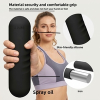 Set de Yoga y Pilates de Silicona Antideslizante Ecológico Negro con Logotipo Personalizable, Kit de Accesorios para Entrenamiento en Casa que Incluye Esterilla, Barra y Agarraderas
