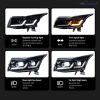 Conjunto de Faros Delanteros LED DRL para Chevrolet Cruze 2009-2014, Proyector Doble en Forma de L, DRL Ámbar, Carcasa Negra, Lámpara Delantera de Repuesto