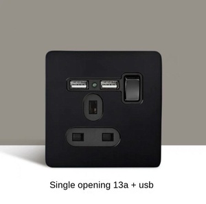 Panel de acero inoxidable de lujo enchufes dobles interruptores de luz de pared USB estándar del Reino Unido personalizados - Product Image 6