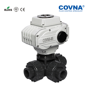 วาล์วบอลไฟฟ้าแบบมอเตอร์ COVNA สำหรับงานด่วน แบบเกลียวสามทาง UPVC พลาสติก พร้อมข้อต่อแบบ True Union ใช้ไฟ DC24V วาล์ว 3 ทาง PVC - Product Image 5