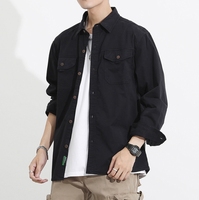 American Workwear Veste rétro décontractée à manches longues pour hommes Senior Sense Tissu popeline respirant pour la saison de printemps