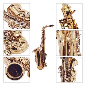 Weekeb — Saxophone Alto en laiton laqué or, 802 touches, avec étui rembourré, gants de nettoyage, brosse, sangles de Saxophone - Product Image 2