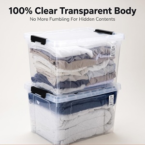 35L <strong>Clear</strong> Plastic Storage Box with Latch Lid Stackable Transparent Bin for Clothes Home Organization Large Capacity <strong>Container</strong> - Product Image 6