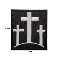 Christian Cross Ichthys bordado gancho y bucle moral parche Christian Cross Patch