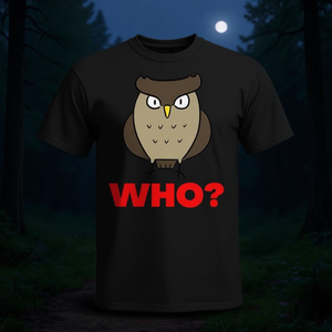 Camiseta Owl Who Hoo negra con estampado de animales divertidos, camiseta unisex para hombres y mujeres - Product Image 3