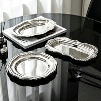 Support à gâteau élégant en acier inoxydable 304 de qualité supérieure, plateau à dessert style INS, plat de service alimentaire, assiette ronde ovale, plateau à fruits