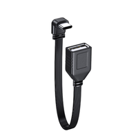 Kabel Adaptor OTG Tipe-C Male ke USB Female Sudut Kanan, Kabel Data OTG Tipe-C Pipih, Kabel Data & Pengisian Daya USB C ke USB