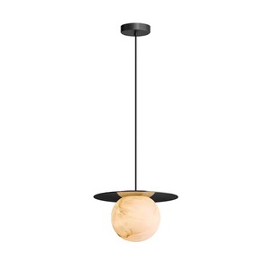 Lámpara colgante de mármol natural, redonda, E27, LED, luz blanca cálida, de un solo cabezal, para decoración de dormitorio u hotel - Product Image 4