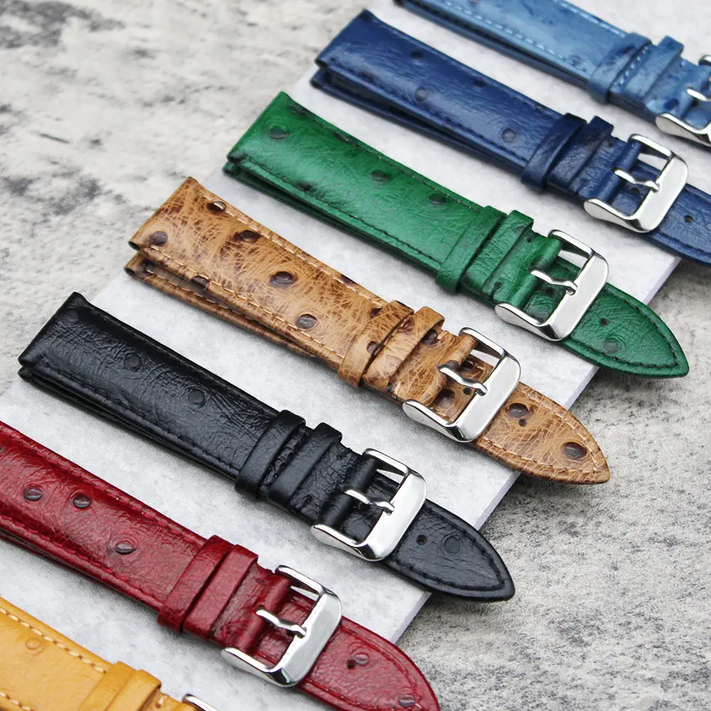 Vintage Ostrich Pattern Top Grain Genuine Leather Watch Straps Soft Leather Watchband 18/20/22mm Natural Watch Accessories